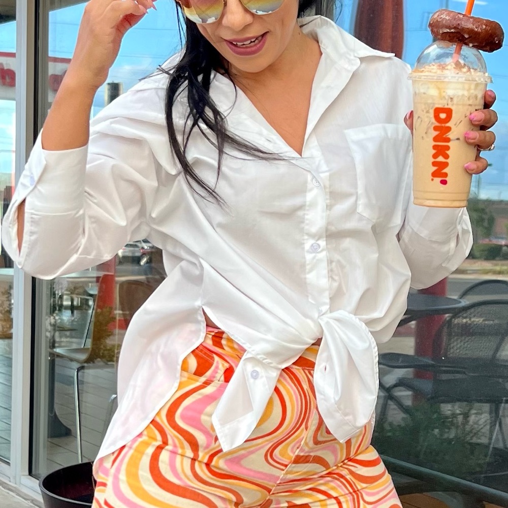 Small White Solid Button Through Shirt Collar But… - image 4